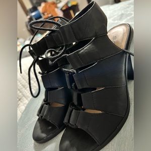 PeepToe Chunky Heel Lace Up Shoes